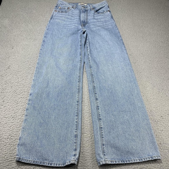 Levi's Denim - Levis Ribcage Wide Leg Jeans Womens 28 Blue Light Wash High Rise Denim Relaxed